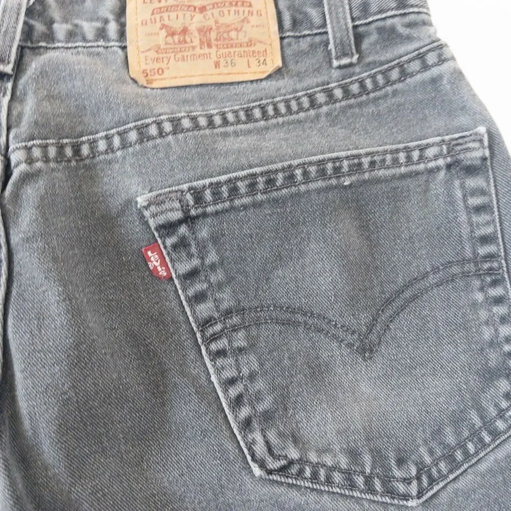 Vintage Levi’s 550‎ Black Y2k Jeans Paper Tag. Made In 2000. Men’s 36x34